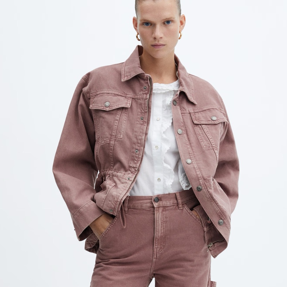 Denim Jacket with Drawstring - Picture 3 of 7